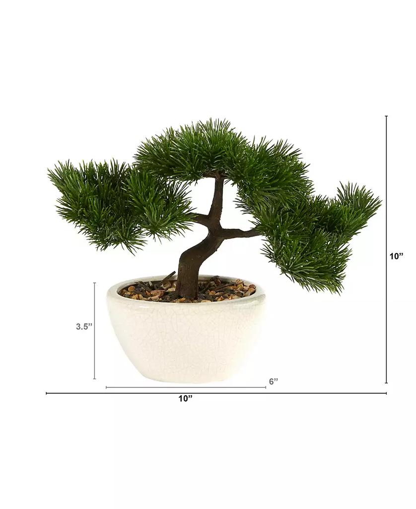 NEARLY NATURAL 10" Cedar Bonsai Artificial Tree in Decorative Planter