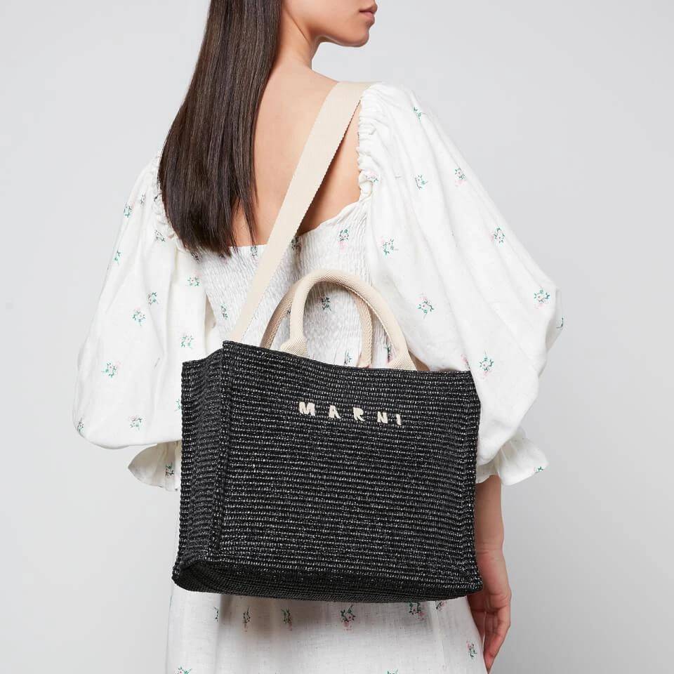 Marni Marni Logo-Embroidered Raffia Tote Bag 2