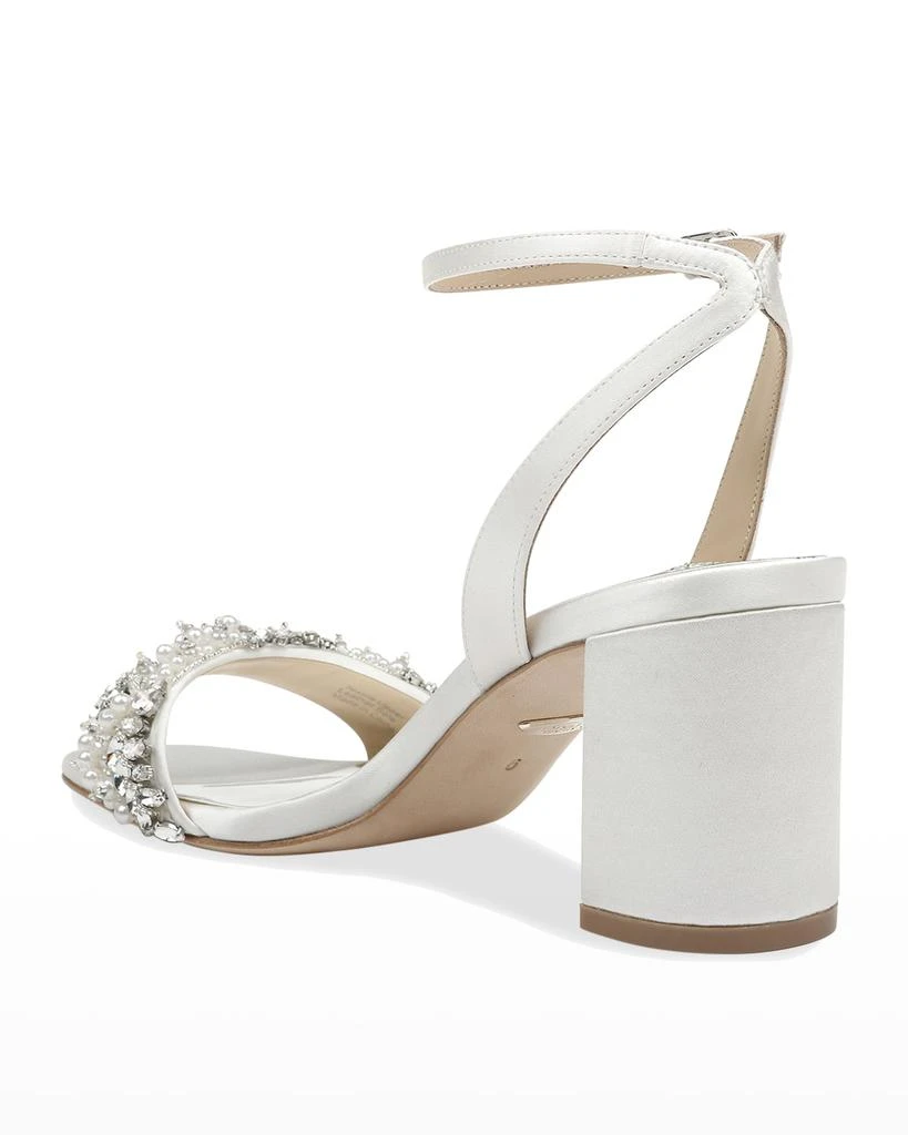 Badgley Mischka Clara Embellished Satin Cocktail Sandals 4