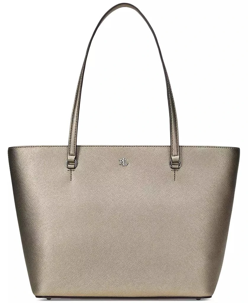 Ralph Lauren Crosshatch Leather Medium Karly Shopper Tote 1