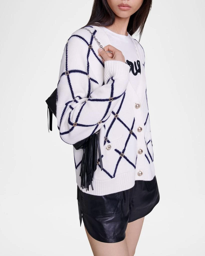 Maje Moove Diamond Jacquard Cardigan 6