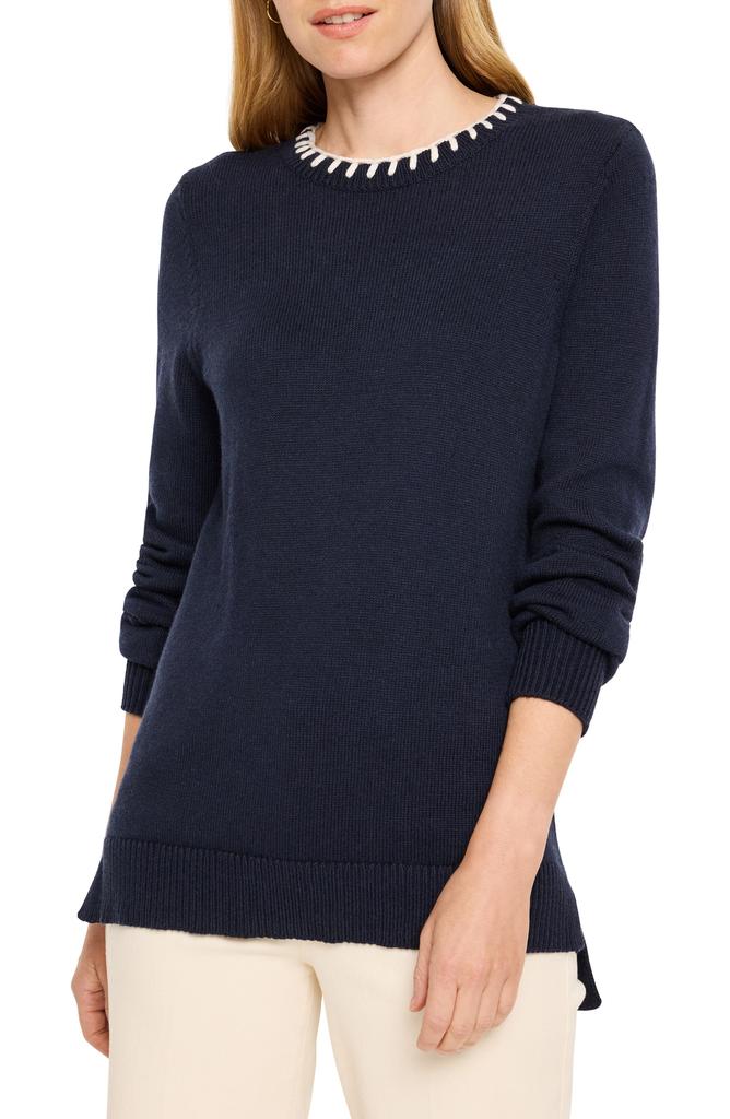 NIC+ZOE Blanket Stitch Cotton Blend Sweater