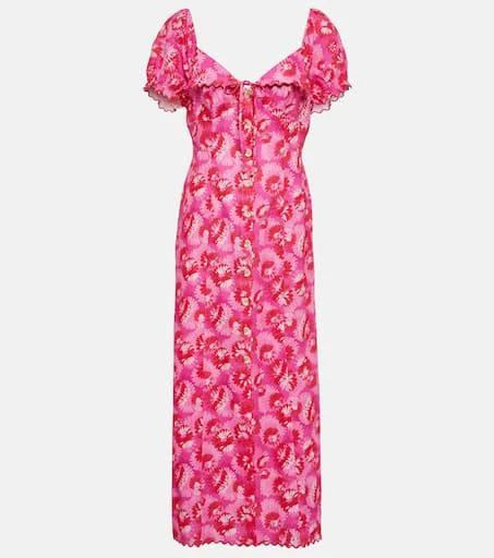 Rixo Briella printed linen-blend midi dress 1