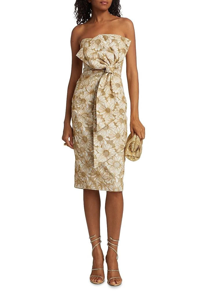 Badgley Mischka Daisy Bow Strapless Sheath Dress 2