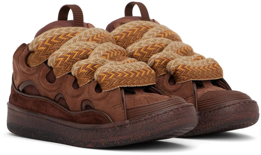 Lanvin Brown Leather Curb Sneakers 4