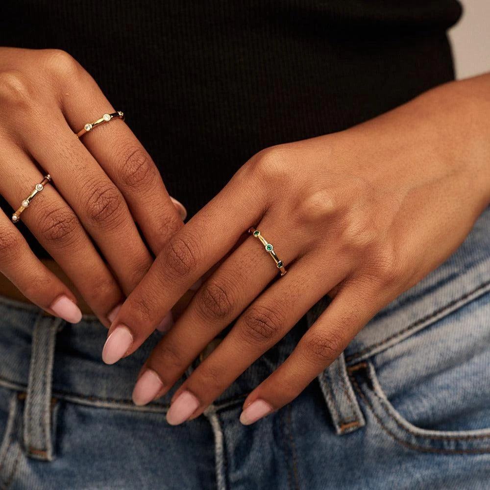 Orelia London Emerald Stationed Crystal Ring S/M 3