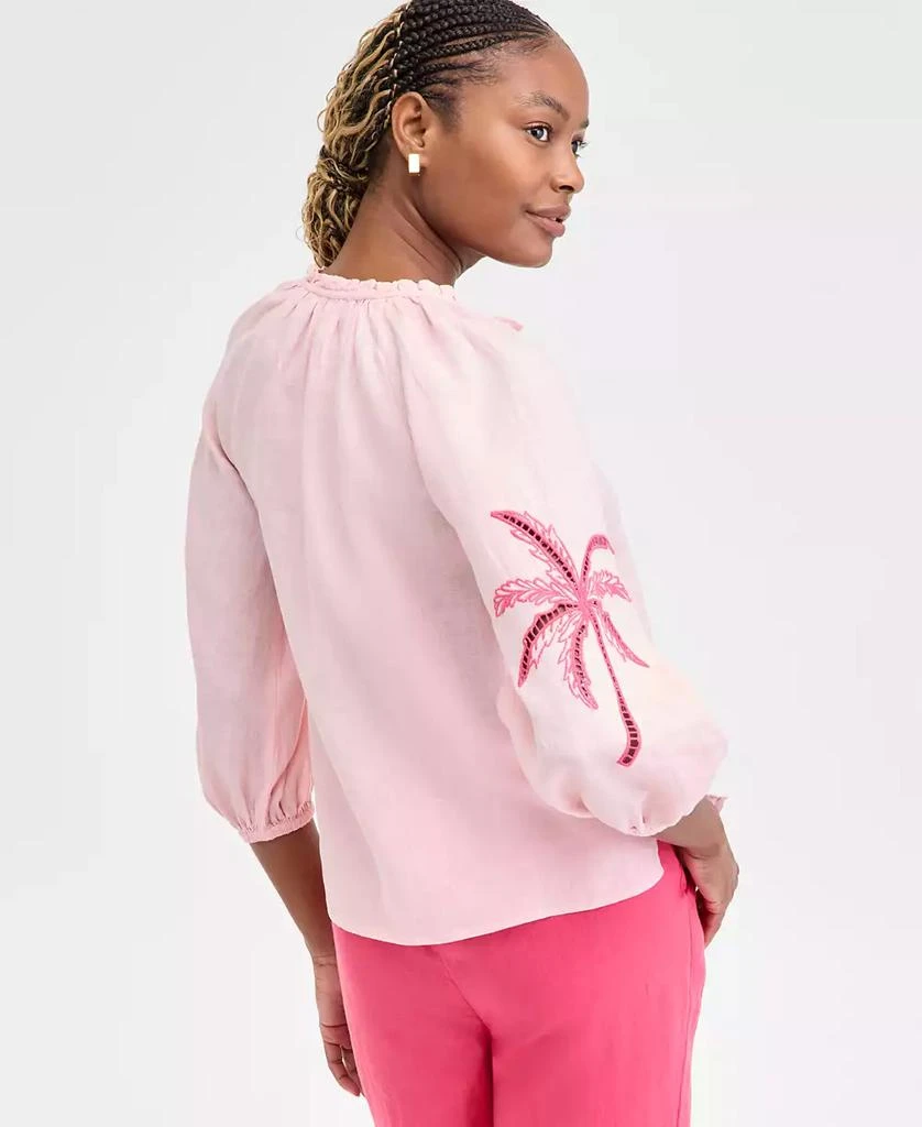 Charter Club Women
s Embroidered 100% Linen Top, Exclusively at Macy
s 2
