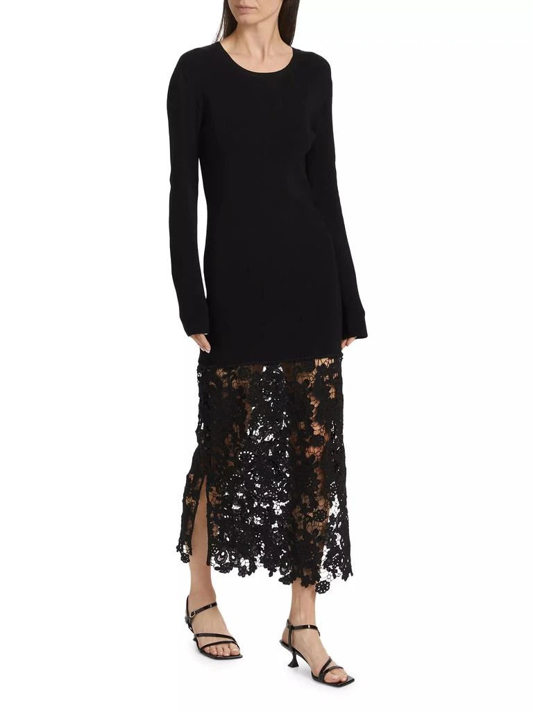 Sea Sabine Embroidered Wool-Cotton Midi-Dress 2