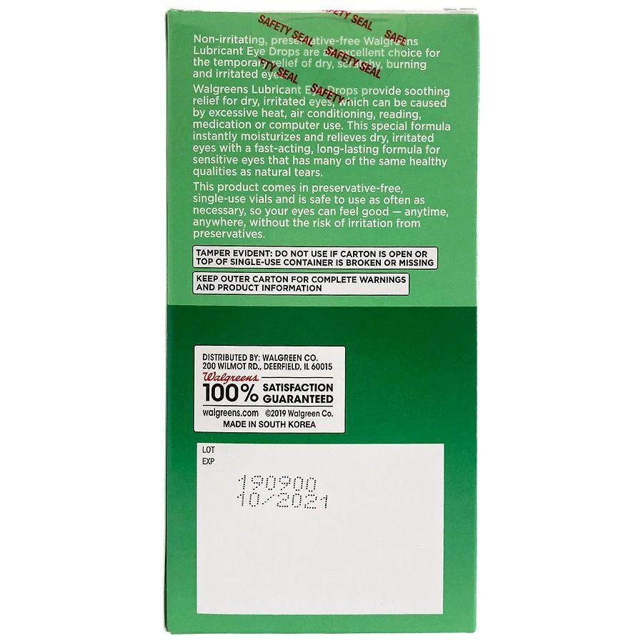 Walgreens Lubricant Preservative Free Eye Drops 5