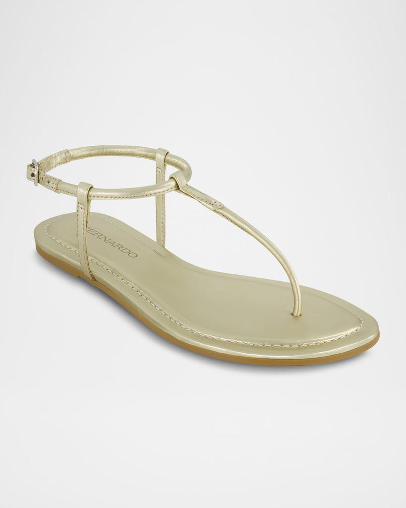 Bernardo Hercu Metallic Ankle-Strap Flat Sandals