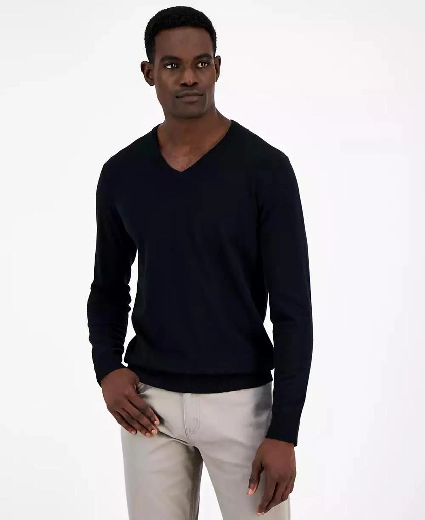 Alfani Men's Solid V-Neck Cotton Sweater, Created for Macy's 1