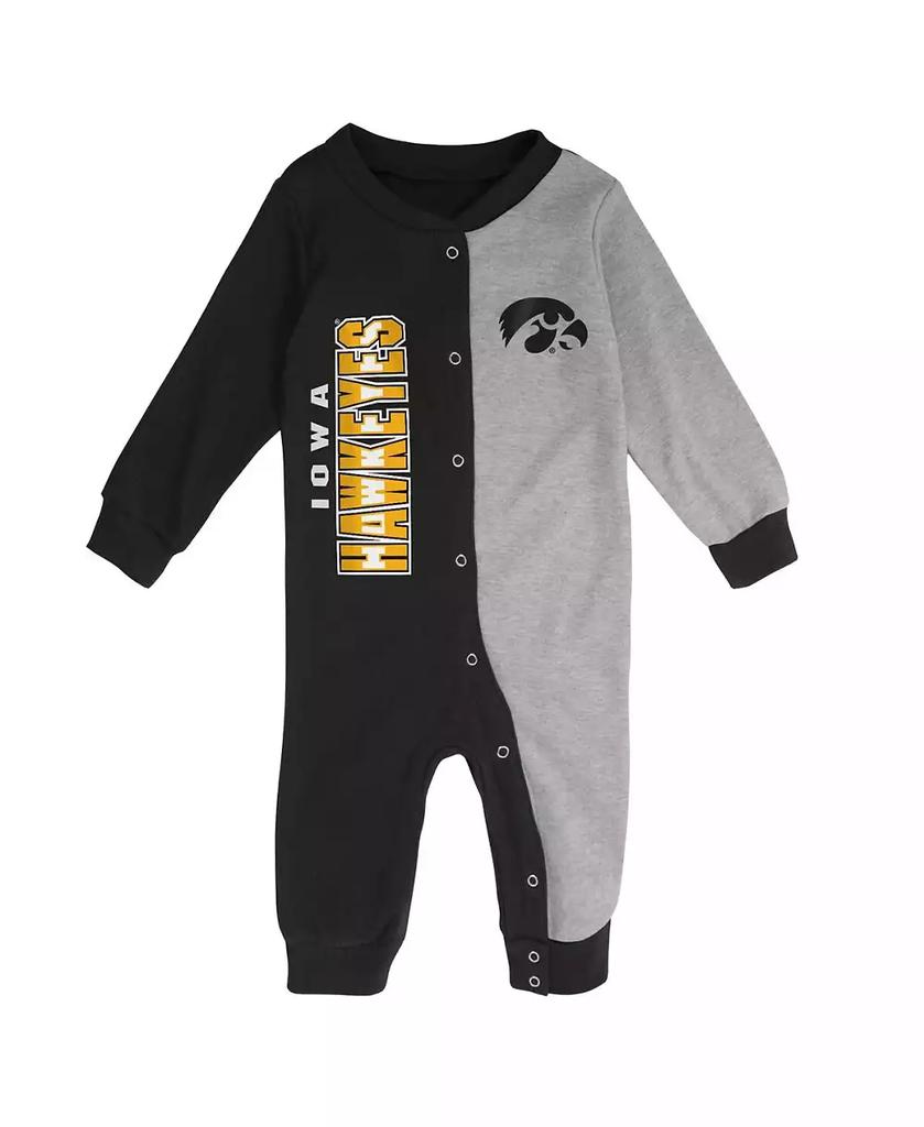Outerstuff Infant Boys and Girls Black, Heather Gray Iowa Hawkeyes Halftime Two-Tone Sleeper