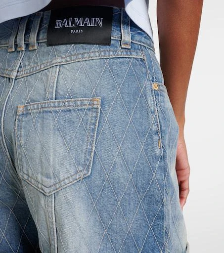 Balmain Patterned denim shorts 5