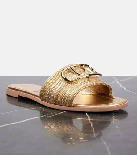 Valentino VLogo Signature metallic leather sandals 5