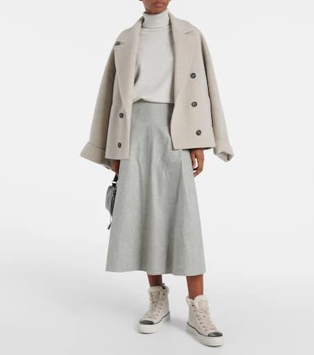 Brunello Cucinelli Monili shearling-trimmed suede high-top sneakers 2