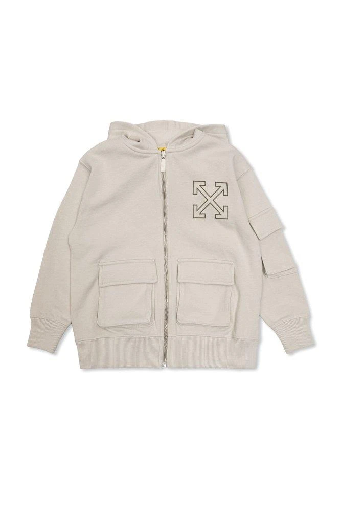 Off-White Off-White Kids Graphic-Logo Zip-Up Hoodie