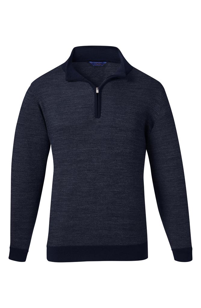 David Donahue Bird's Eye Wool Blend Quarter Zip Sweater