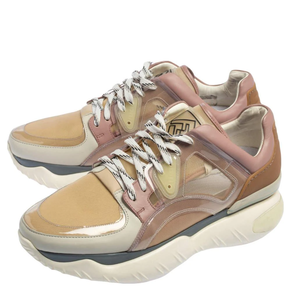 Fendi Fendi Multicolor Leather And Mesh Lace Up Sneakers Size 41 4