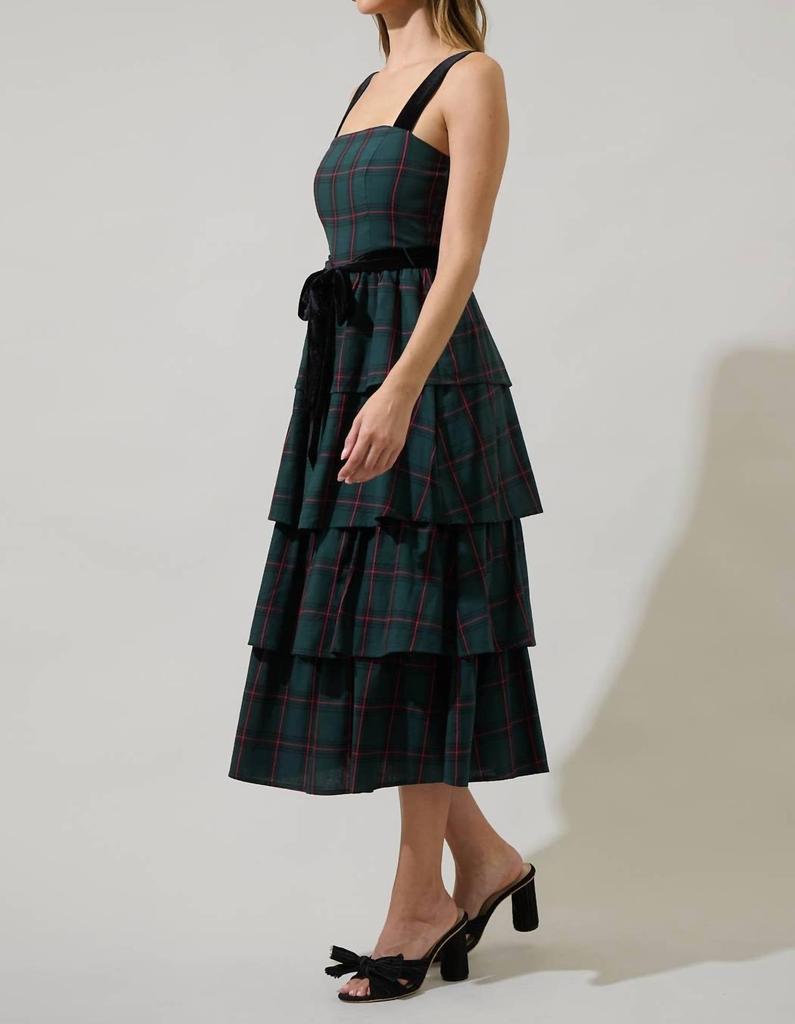 Sugarlips Sugarlips - Brook Plaid Mari Tiered Midi Dress