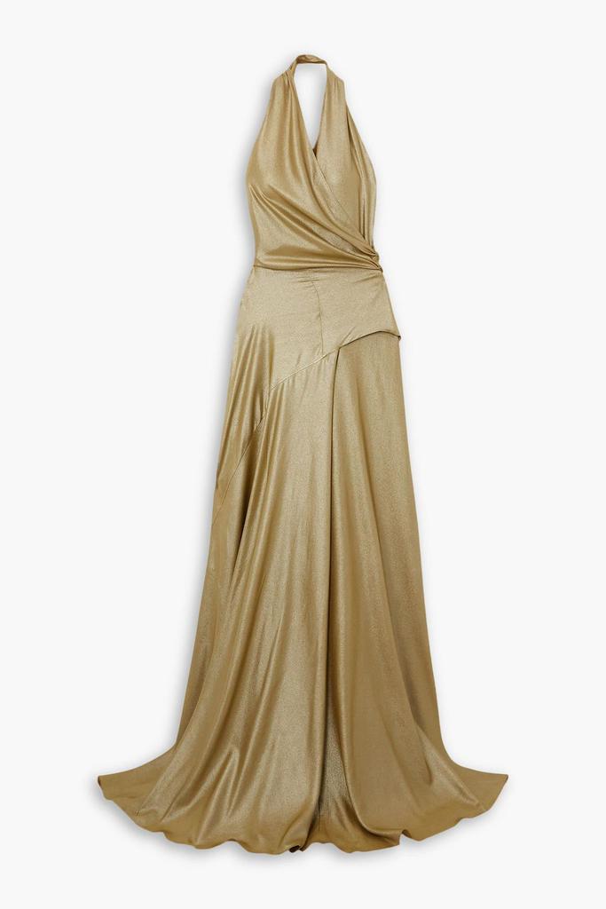 CORTANA Draped silk-satin halterneck gown