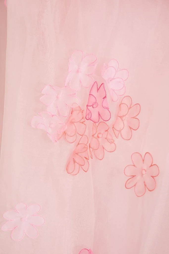 RED Valentino Floral-appliquéd gathered organza midi dress 4