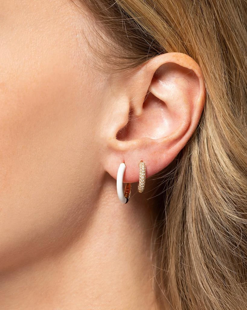 Emily P. Wheeler Baby Duo 18K Yellow Gold and White Enamel Earrings with Diamonds 2