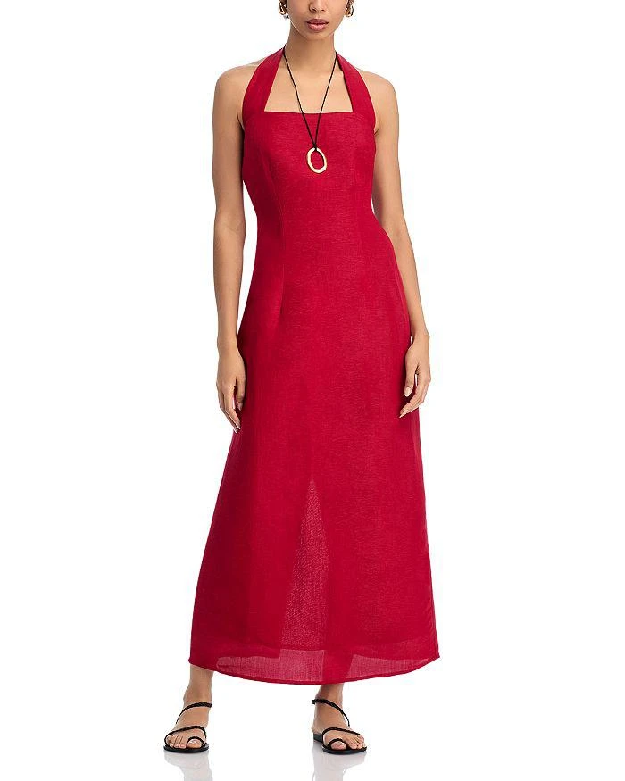 open lace back dress Scarlett Red Silk Satin Backless Dress With Feather Trim main image 0