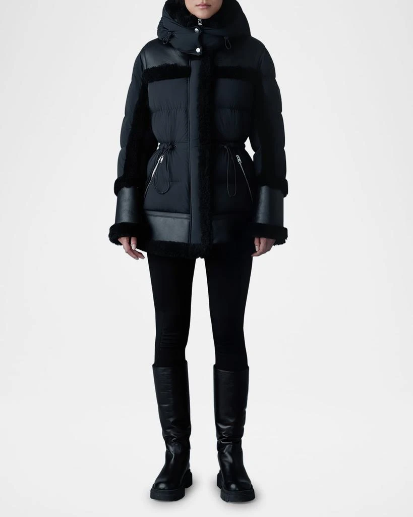 Mackage Lilibeth Mixed-Media Down Parka with Shearling and Leather 3