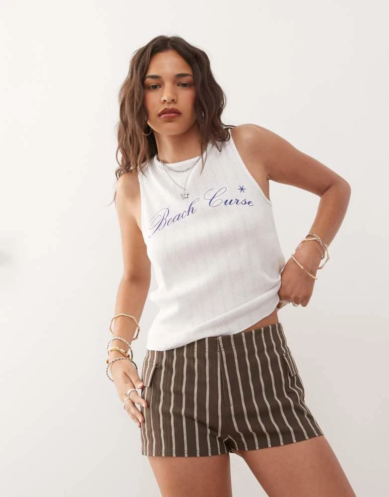 COLLUSION COLLUSION micro short in brown stripe 5