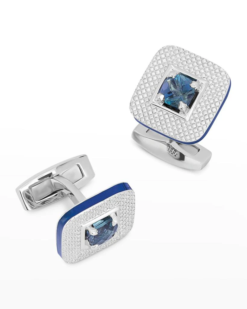 Tateossian Men's Sterling Silver Topaz Cufflinks 2