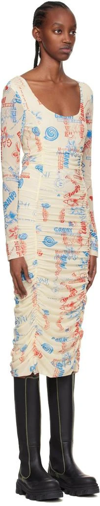 Ganni Off-White Recycled Nylon Midi Dress 2
