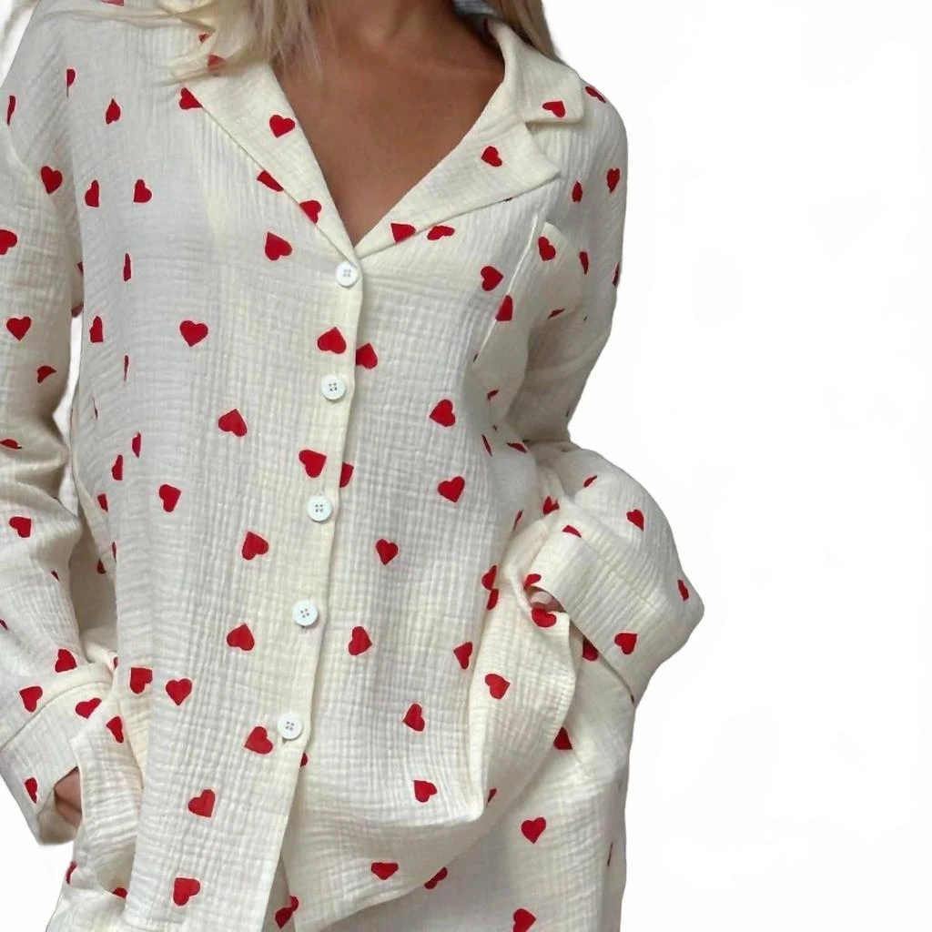 Dipped Shop Women
s Mini Heart Pajama Set In White 3
