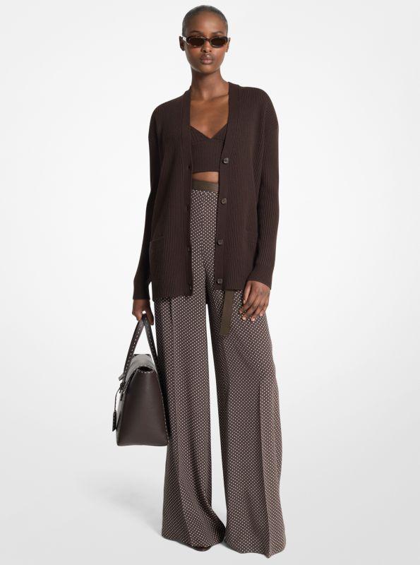 Michael Kors Ribbed Cashmere Blend Cardigan