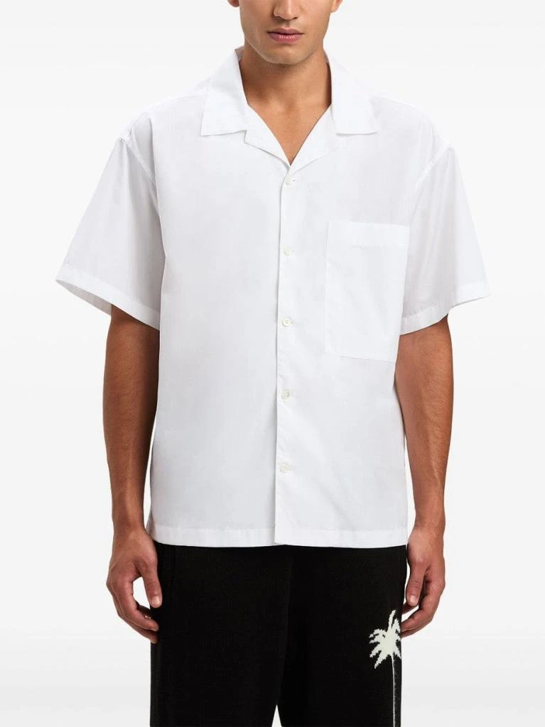 Palm Angels Short-Sleeved Cotton Shirt With Cuban Collar And Logo Detail 2