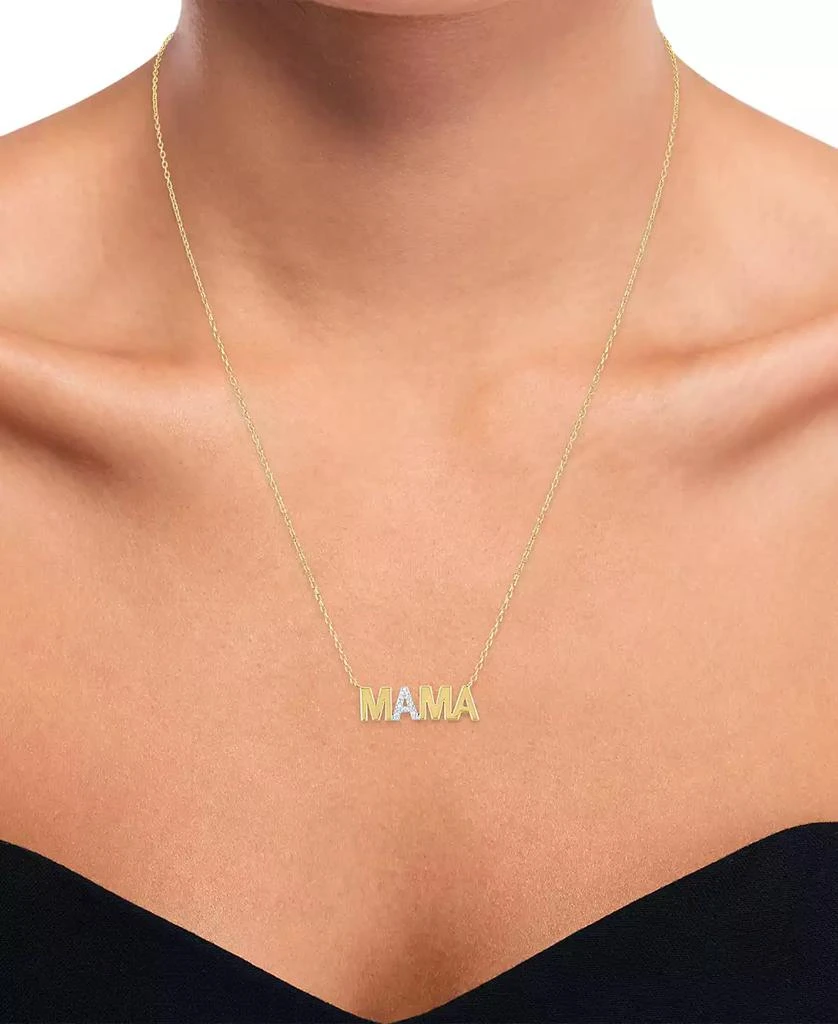 Macy's Diamond Accent MAMA Pendant Necklace in 14k Gold-Plated Sterling Silver, 16" + 2" extender 2