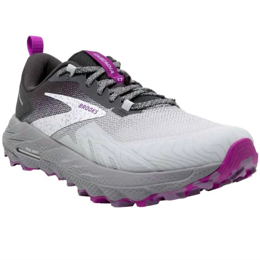 Brooks Women's Cascadia 17 Shoes Oyster/Blackened Pearl/Purple 12d