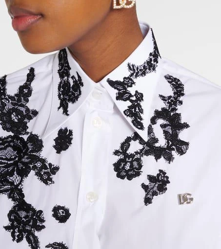 Dolce 
Gabbana Lace-appliqué cotton poplin shirt 5