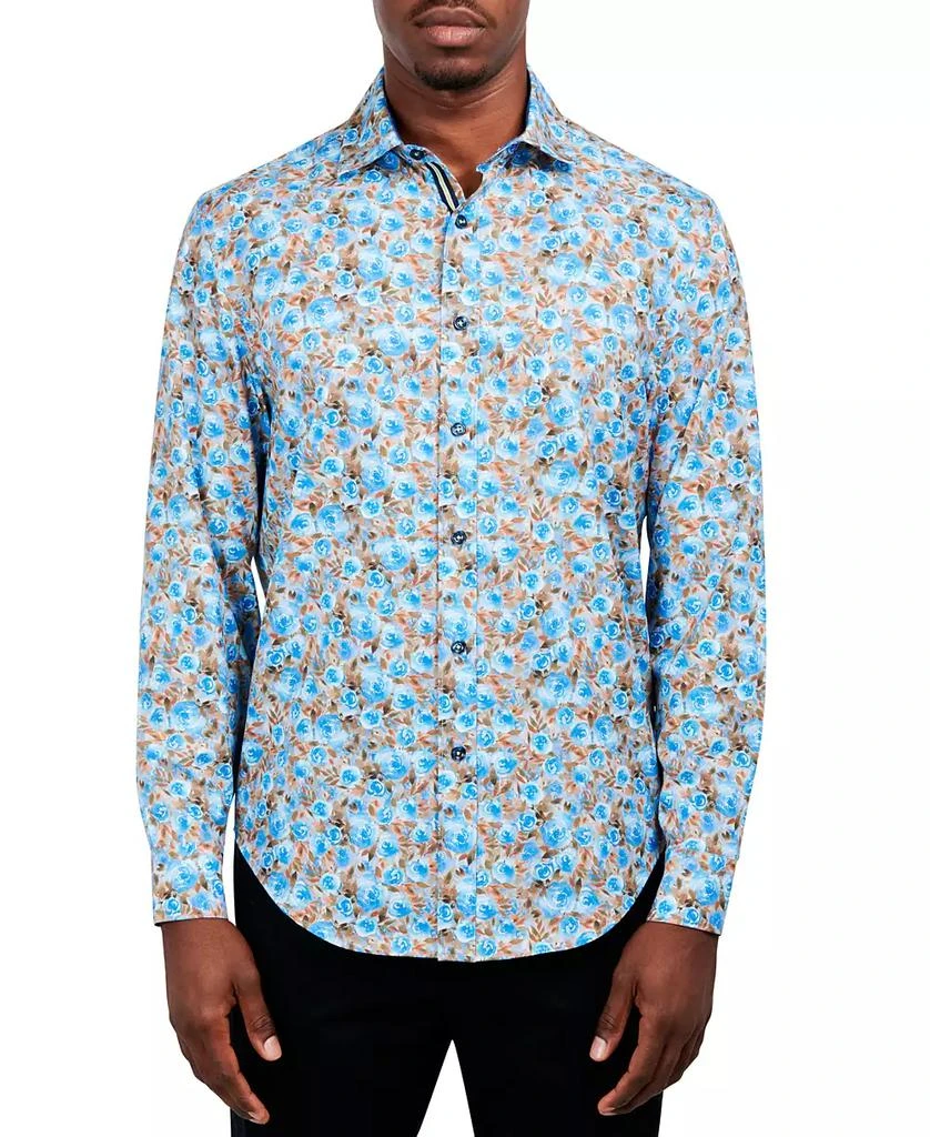 Society of Threads Men's Slim-Fit Performance Stretch Floral Print Long-Sleeve Button-Down Shirt 1
