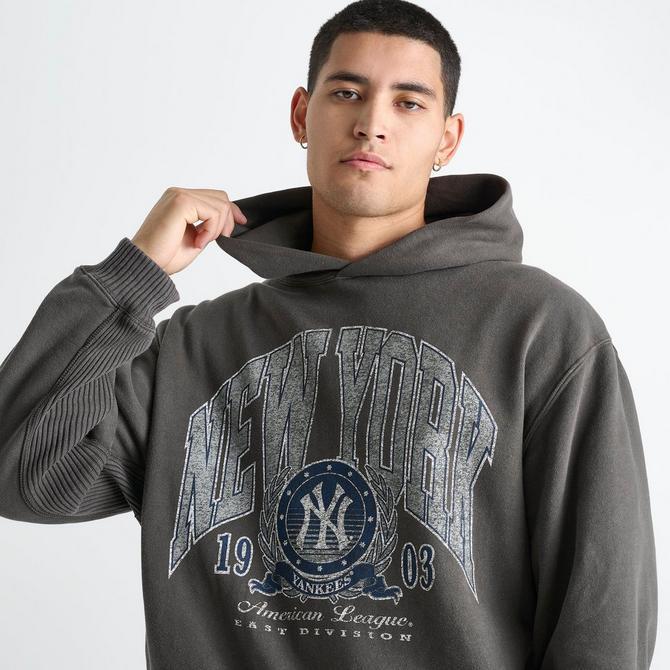 ☆MLB Korea☆ Varsity Vintage Washed Graphic Hoodie NY LGrey Full-Zip Hoodies - MLB KOREA