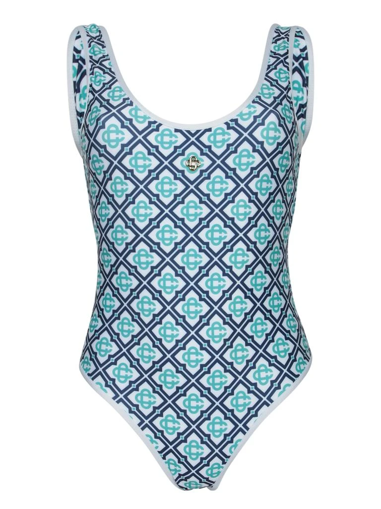 Casablanca Logo Blue One-piece Swimsuit 1