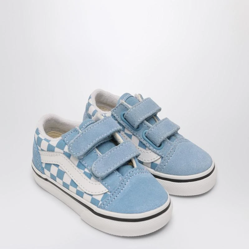 Vans White/Blue Old Skool Sneakers with Check Pattern 2