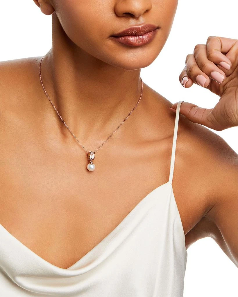 Bloomingdale
s Morganite 
Cultured Freshwater Pearl Pendant Necklace in 14K Rose Gold, 16-18" 2