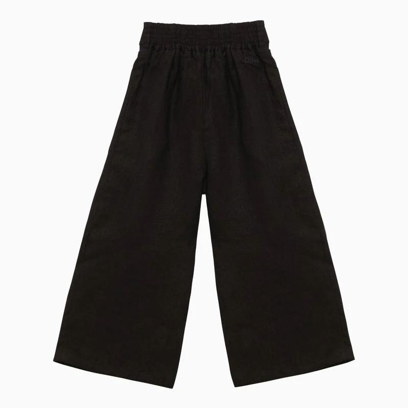 Chloé Navy blue linen trousers with bow 3