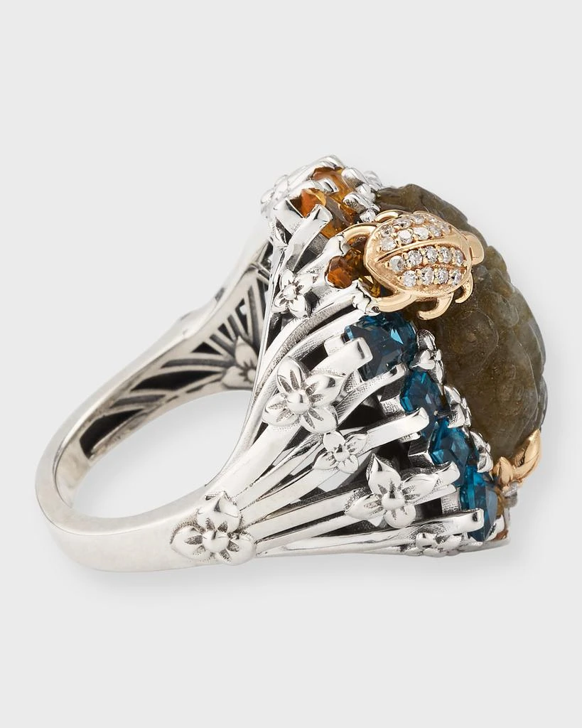 Stephen Dweck Hand Carved Labradorite, London Blue Topaz and Citrine Ring 4
