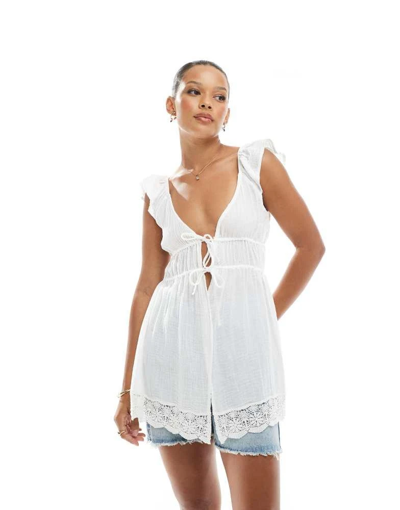 Shop Hollister flowy tie front cover up dress in white on Sale at  BeyondStyle  Get 25% Off Hollister flowy tie front cover up dress in white  with Limited-Time Flash Deals, Exclusive