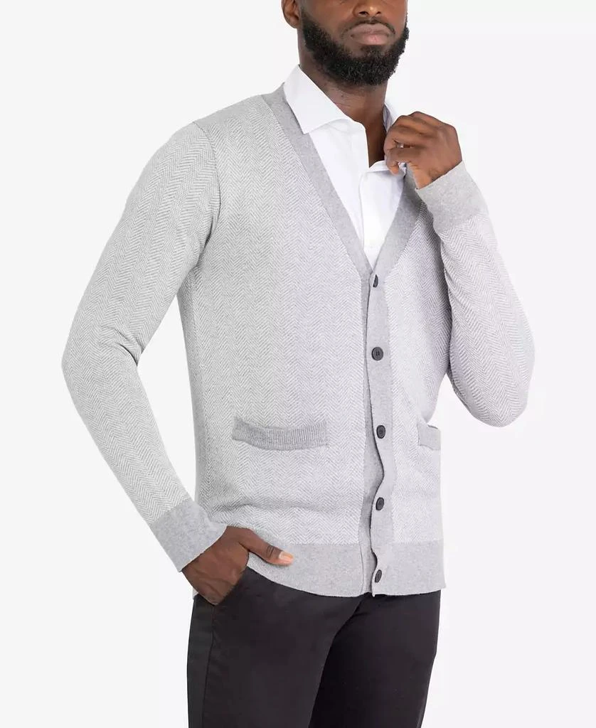 X-Ray Men's Herringbone Cardigan Sweater 3