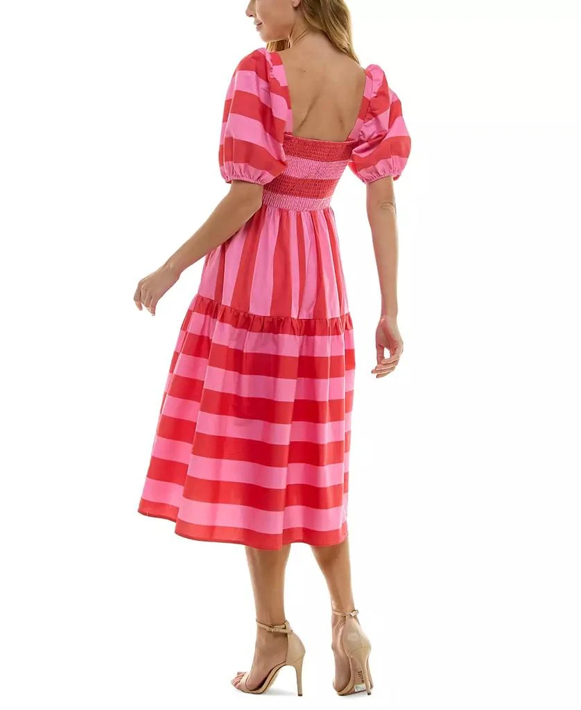 Crystal Doll Juniors' Striped Balloon-Sleeve Midi Dress 2