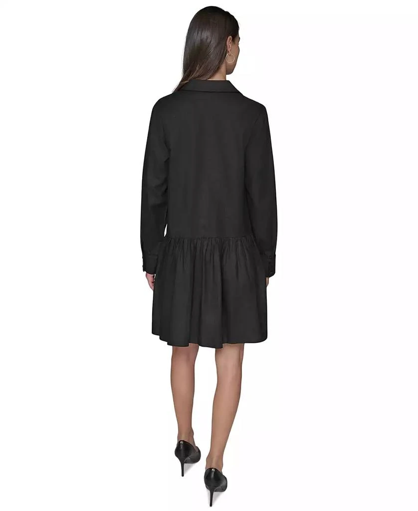 Karl Lagerfeld Paris Women's Collared Drop-Hem Shirtdress 4