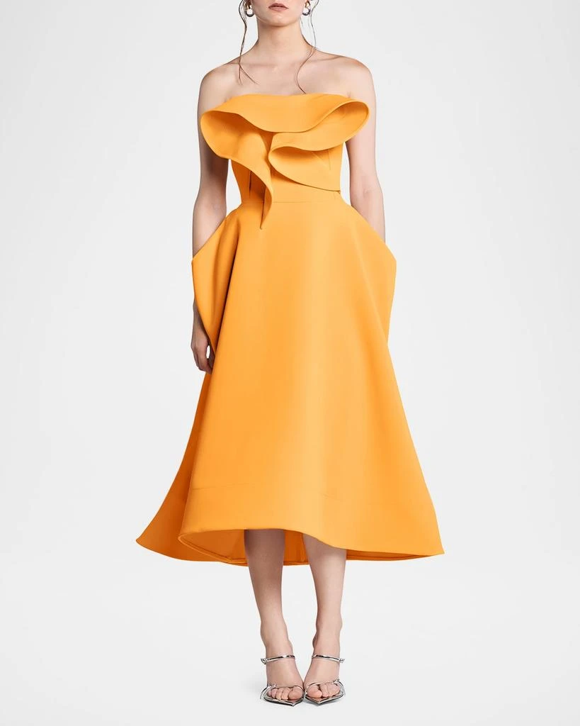 Maticevski Rotation Strapless Ruffle Sculpted Midi Dress 2