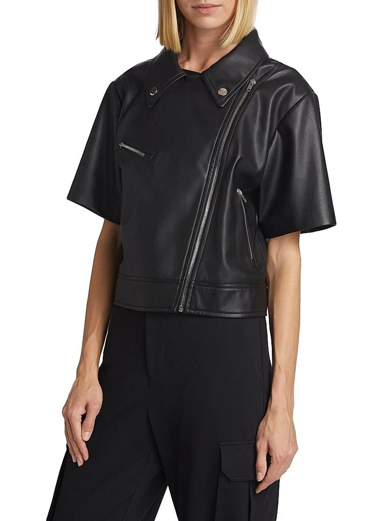 Susana Monaco Short-Sleeve Faux Leather Moto Jacket 4